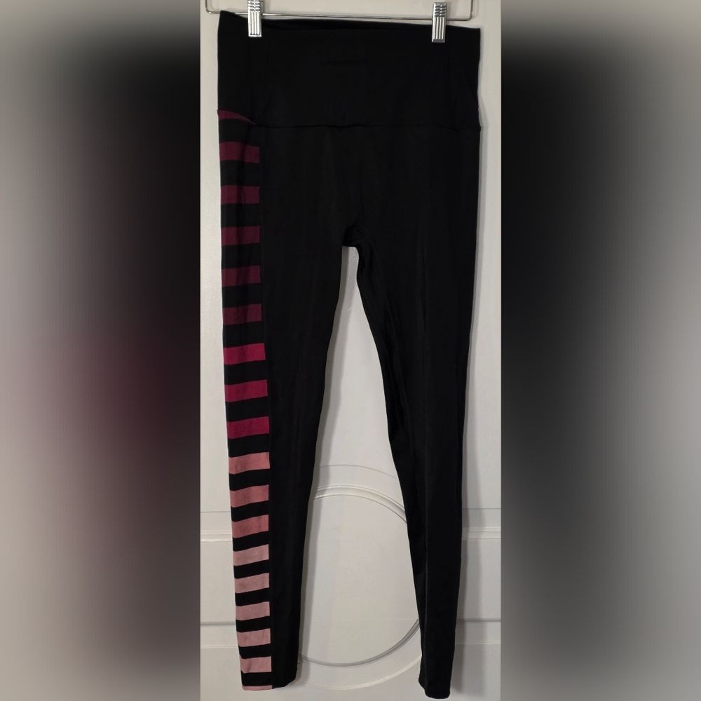 K-Deer Medium Black Leggings with Striped Detail